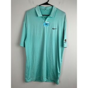 Nike Tiger Woods Collection Polo Shirt Men's M Dri-Fit Teal Striped Golf Schuylk